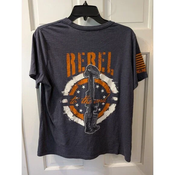 Nine Line Apparel Rebel To The End Shirt Mens L Gray Graphic Military Tee - Picture 5 of 9